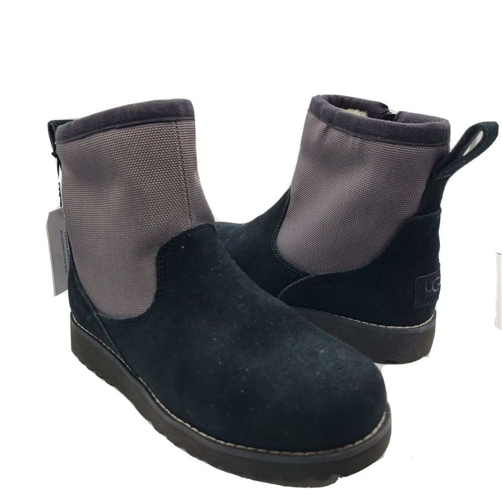 UGG Kids Boots Bayson black gray short zipper shearling 1098110K sz 4 36 new